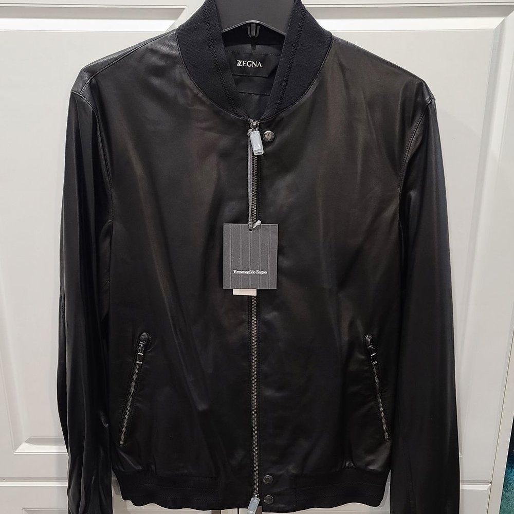 Zegna Leather Bomber Jacket